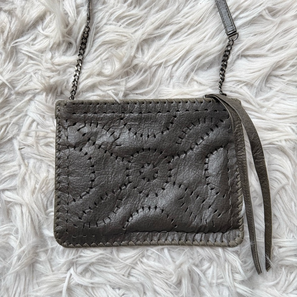 Cleobella Dark Muted Brown Leather Crossbody Bag Purse Western Coastal Cowgirl